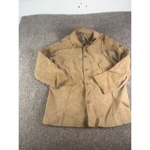 RuffHewn Tan Genuine Leather Suede Button Front Jacket Coat Womens Medium